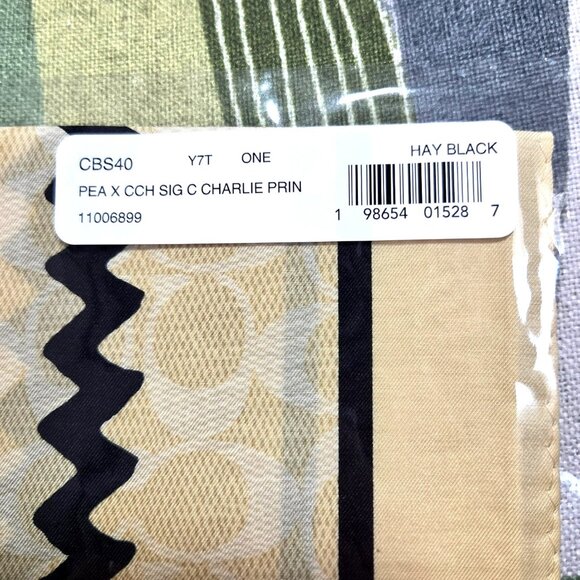 Coach x Peanuts Signature Charlie Brown Print Bandana In Hay Black Iconic - Picture 7 of 9